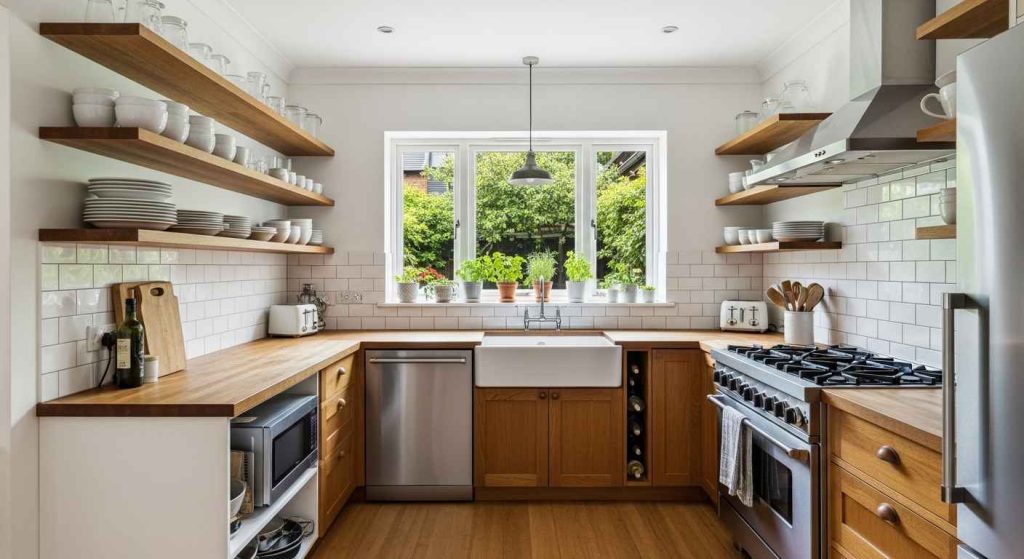 Open Shelving to Avoid Heaviness