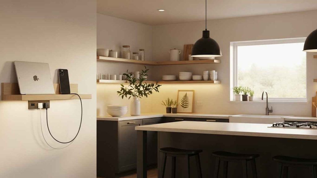 Open Shelving with Charging Stations