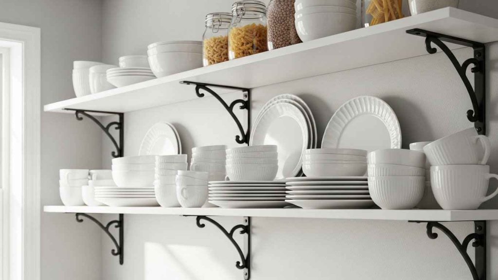 Open Shelving with Decorative Brackets