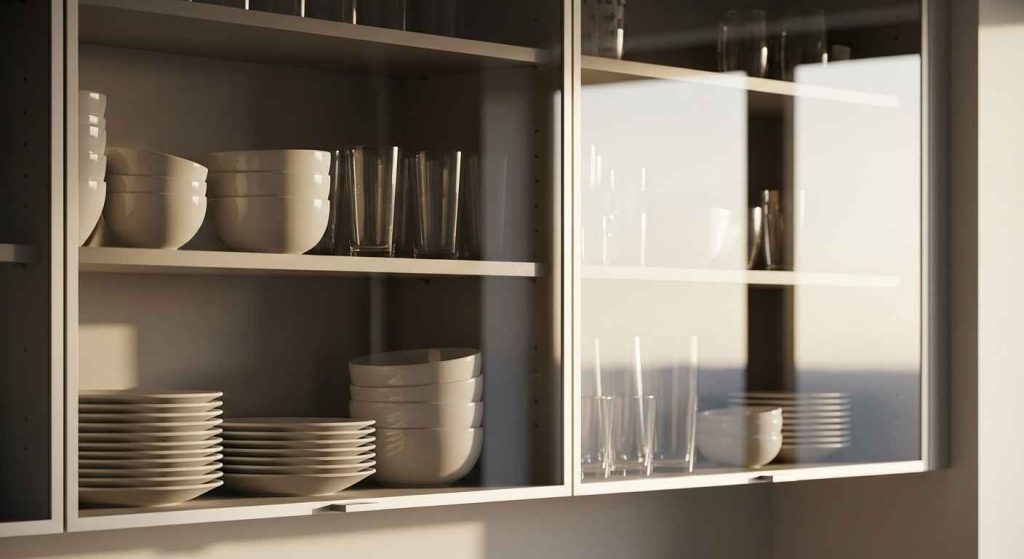 Opt for Reflective Glass Cabinet Fronts