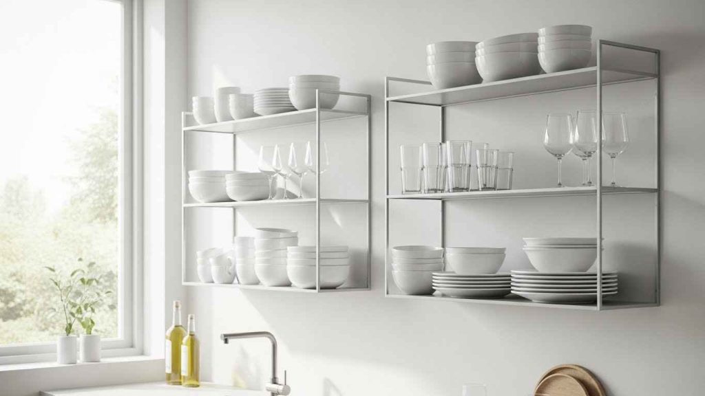 Opt for Sleek Wall-Mounted Shelves
