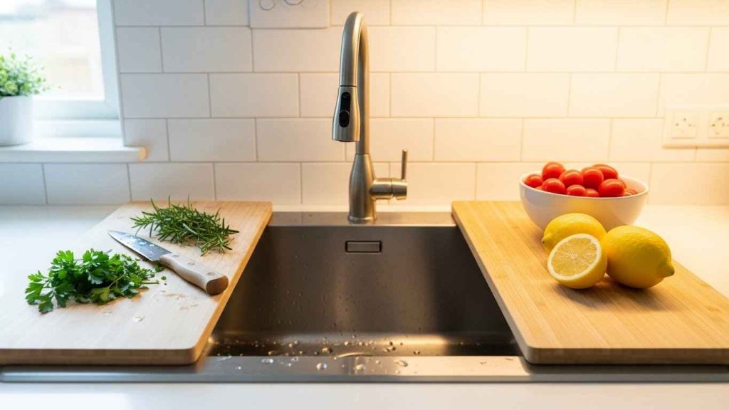 Over-the-Sink Cutting Board Shelf