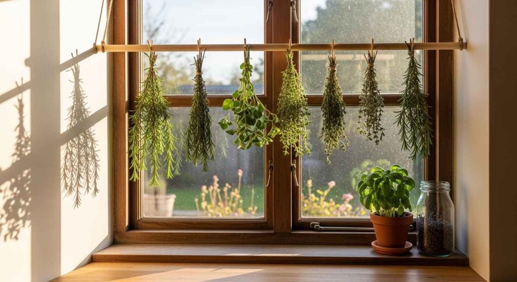 Over-the-Window Herb Drying Rack