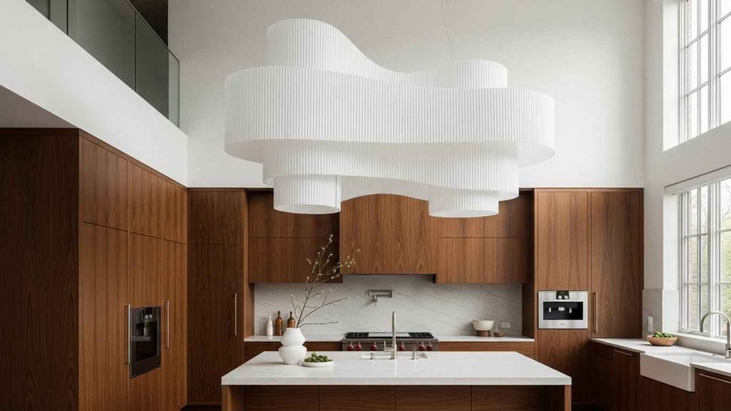 Oversized White Pendants as a Focal Point