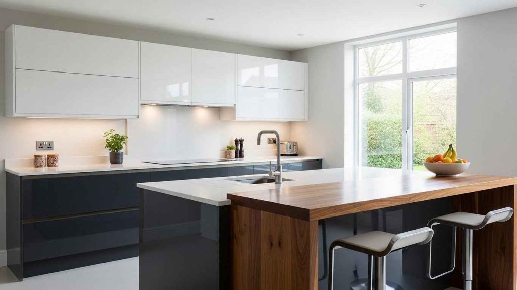 Pairing High-Gloss White with Wood