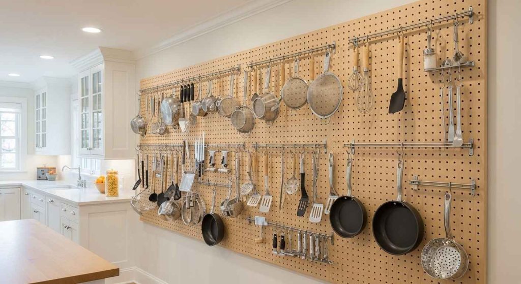 Pegboard Wall for Kitchen Tools