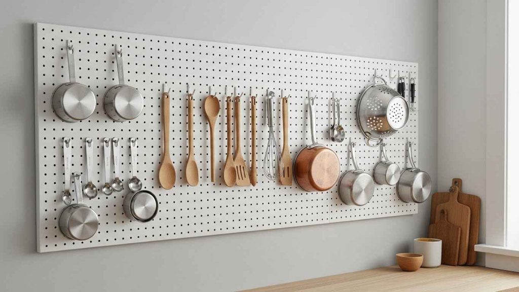 Pegboard Wall for Kitchen Tools
