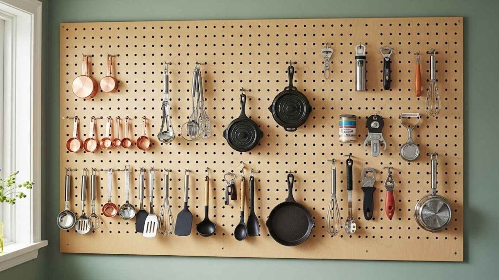 Pegboard Wall for Utensils & Pots