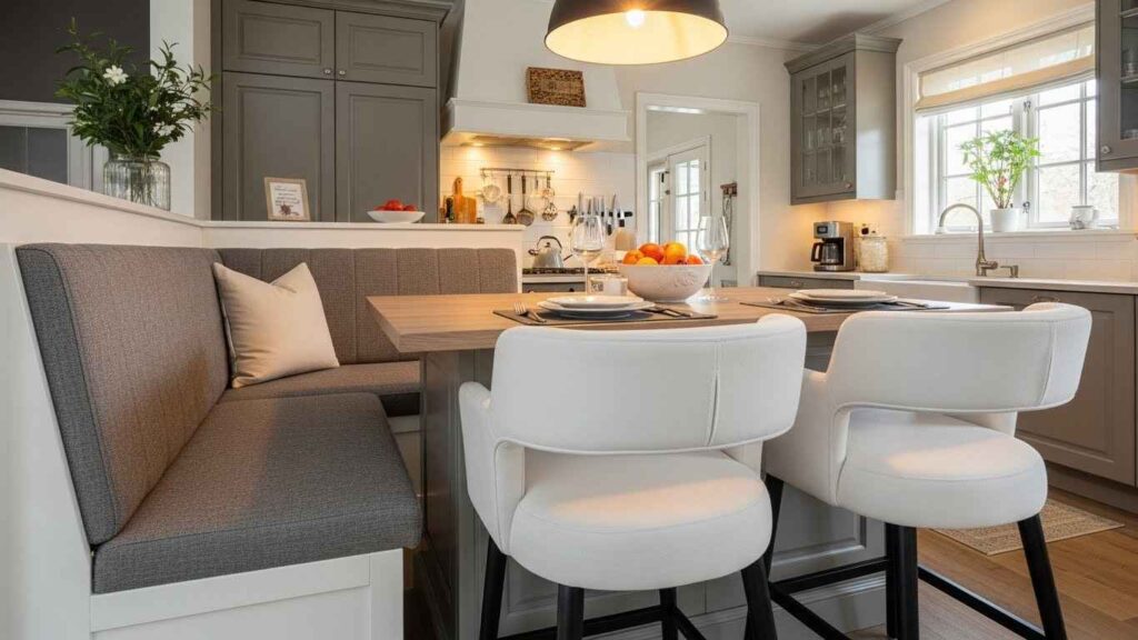 Plush White Counter Stool Seating