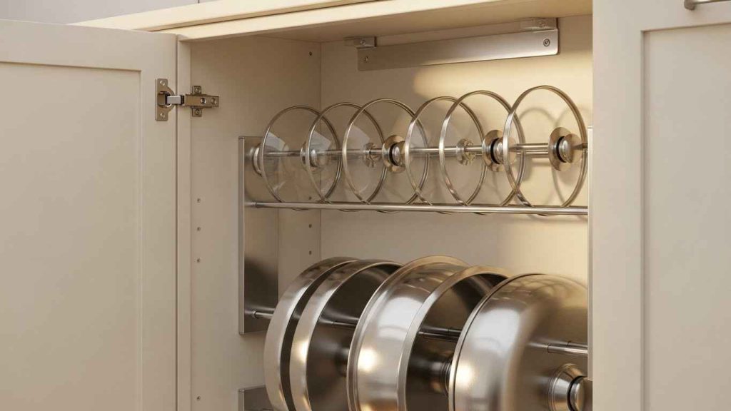 Pot Lid Rack on Cabinet Door