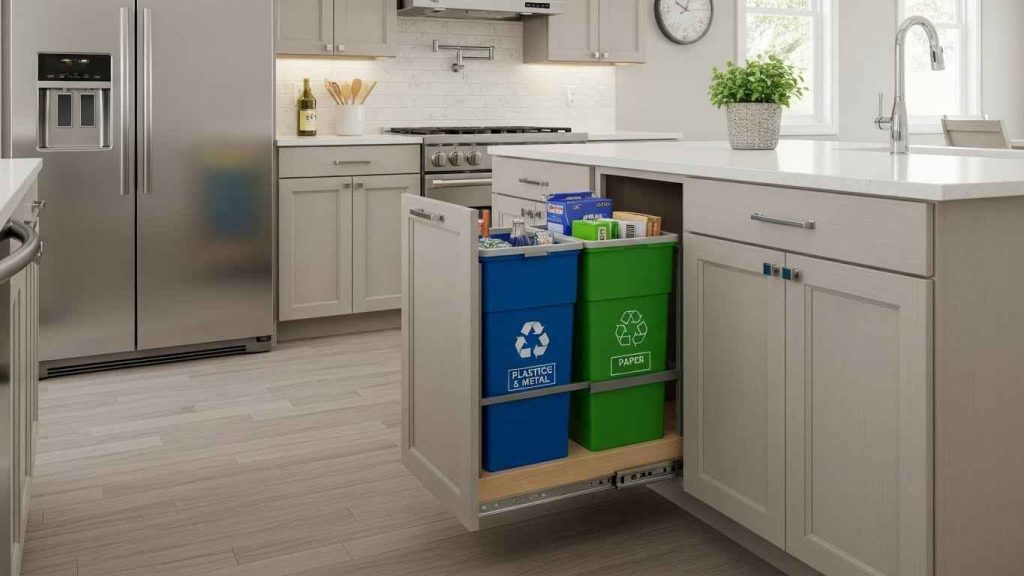 Pull-Out Bin Behind a False Drawer