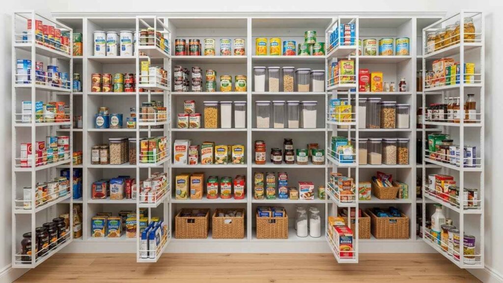 Pull-Out White Pantry Shelves