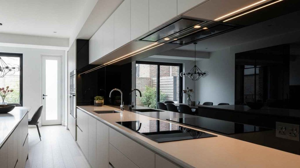 Reflective Black Glass Panels