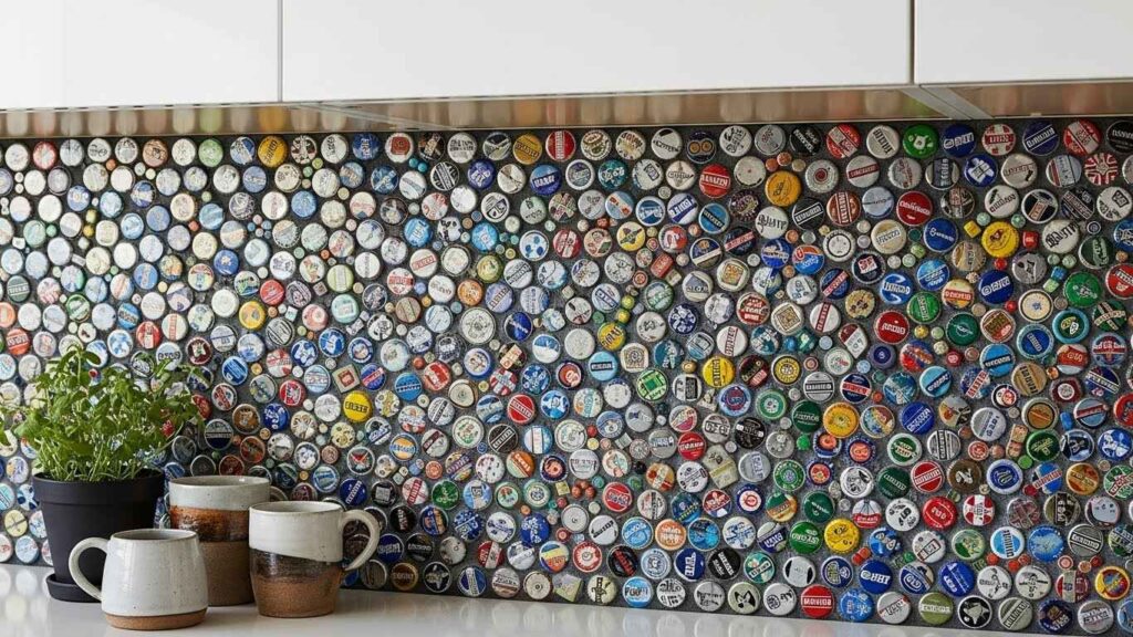 Reused Bottle Cap Mosaic