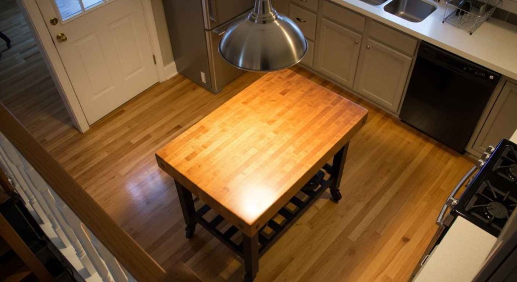 Rolling Island with Built-In Butcher Block