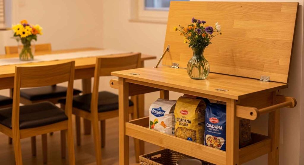 Rolling Pantry with Lift-Up Lid