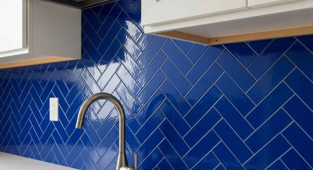 Royal Blue Herringbone Pattern