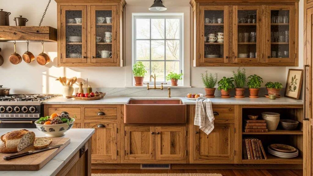 Rustic Kitchen with Glass Accents