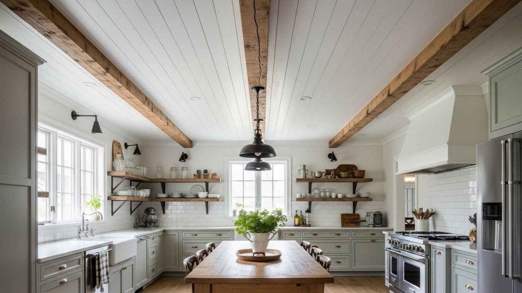 Rustic Wood Beam Contrast