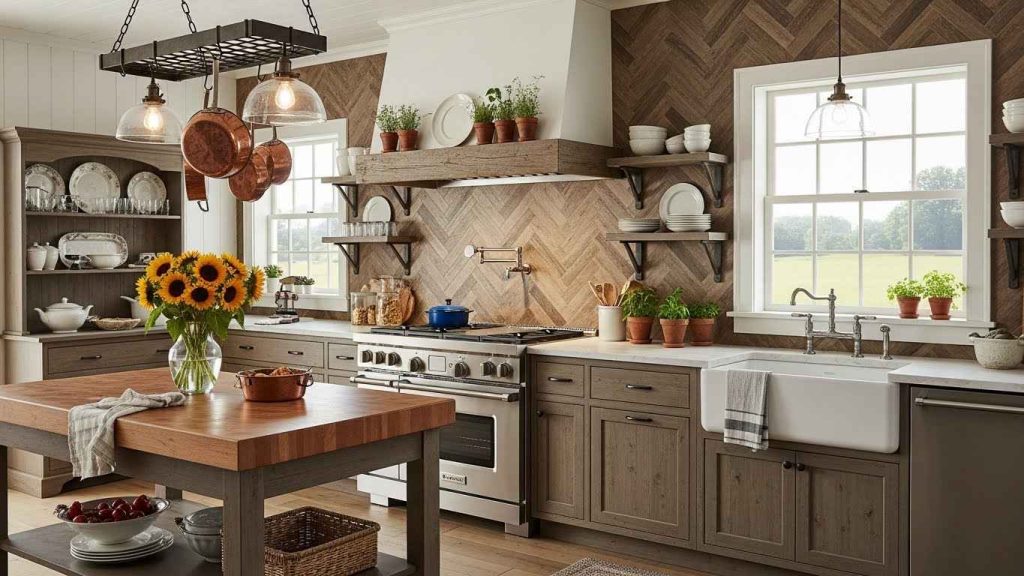 Rustic Wood-Look Herringbone