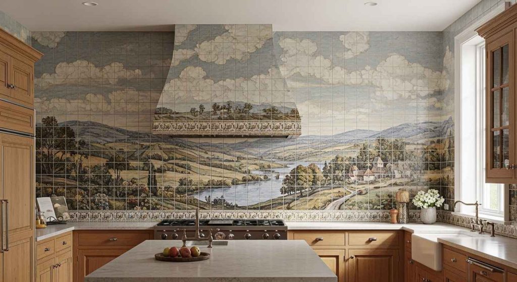 Scenic Encaustic Tile Murals