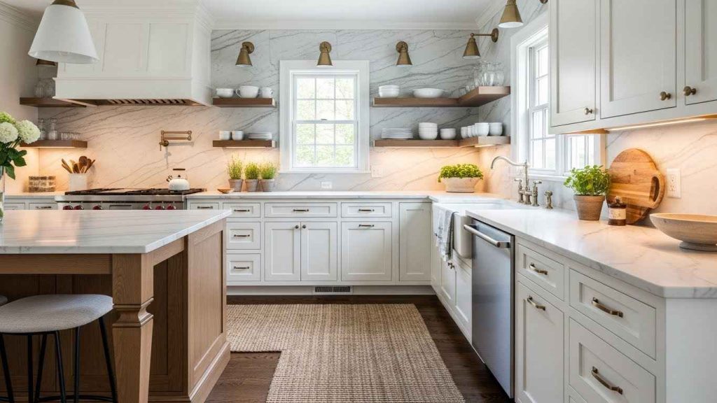 Slab Backsplash for a Modern Farmhouse