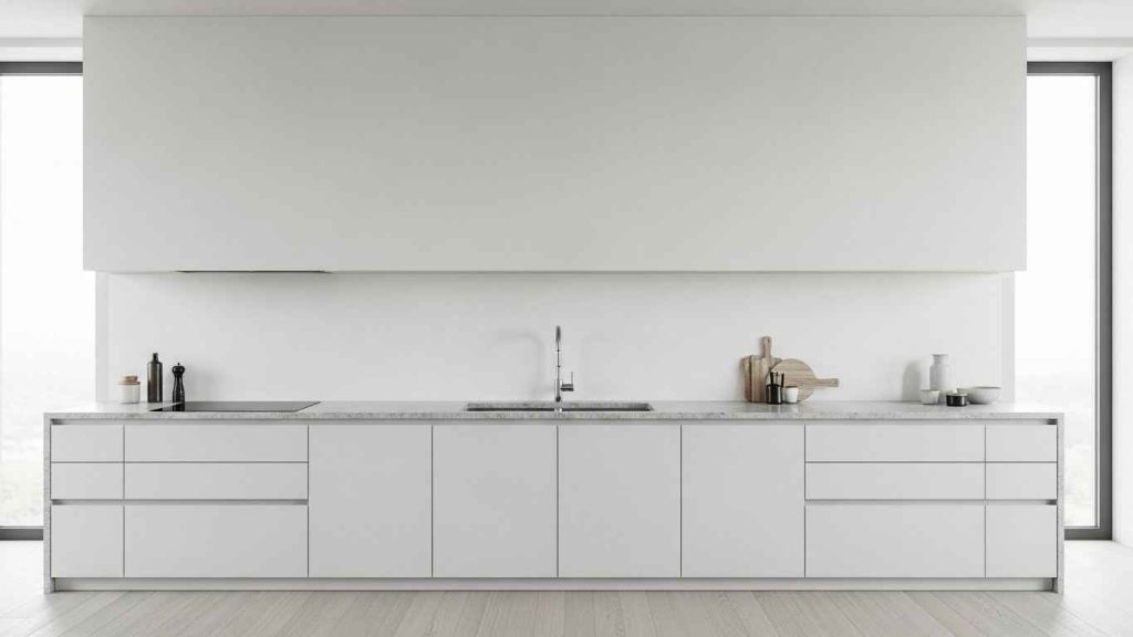 Slab Backsplash in a Minimalist Kitchen