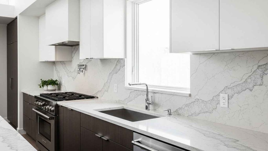 Slab Backsplash with Matching Countertop