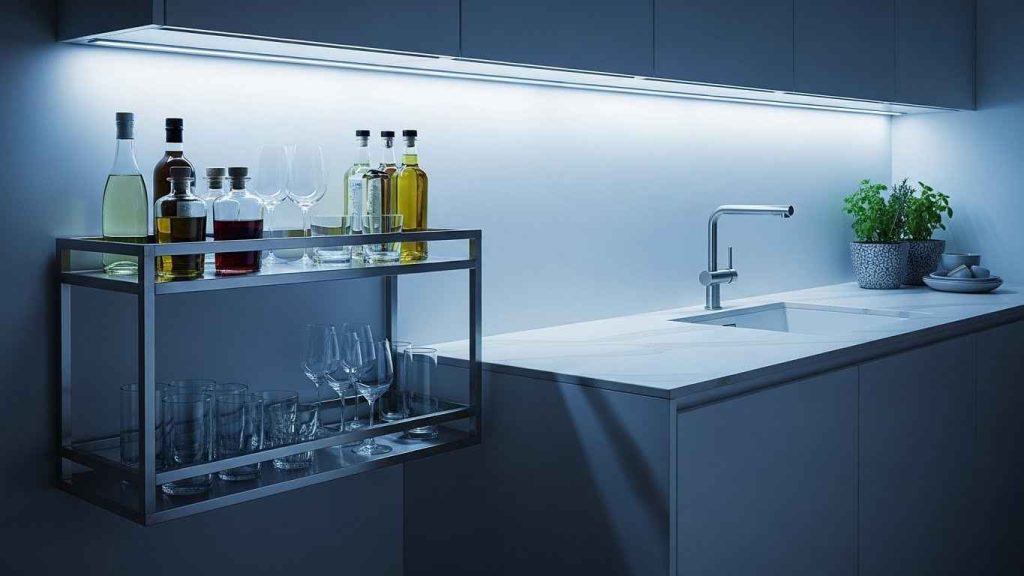 Sleek Bar Cart on the Wall