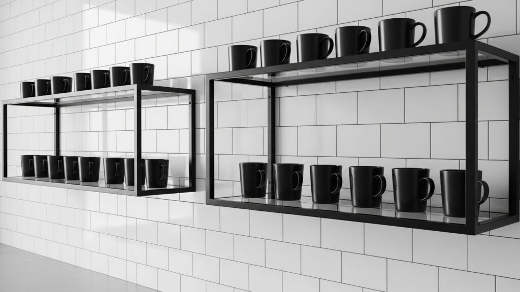 Sleek Black Metal and Glass