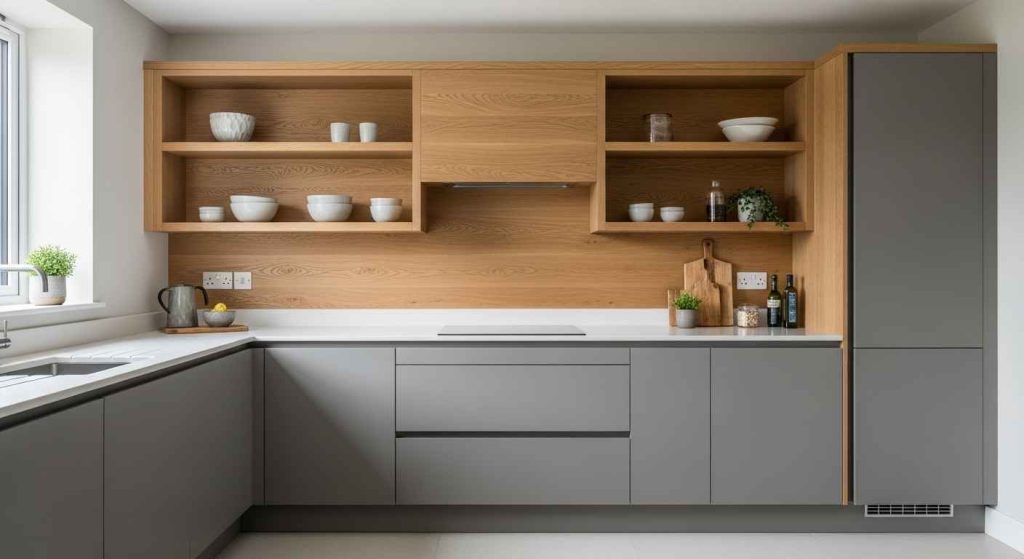 Sleek Gray and Oak Fusion