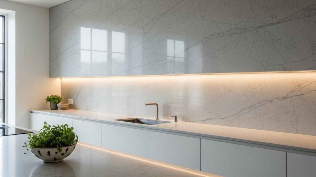 Sleek Large-Format Slab Backsplashes