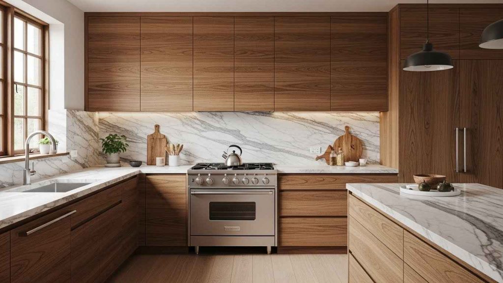 Sleek Marble and Wood Fusion