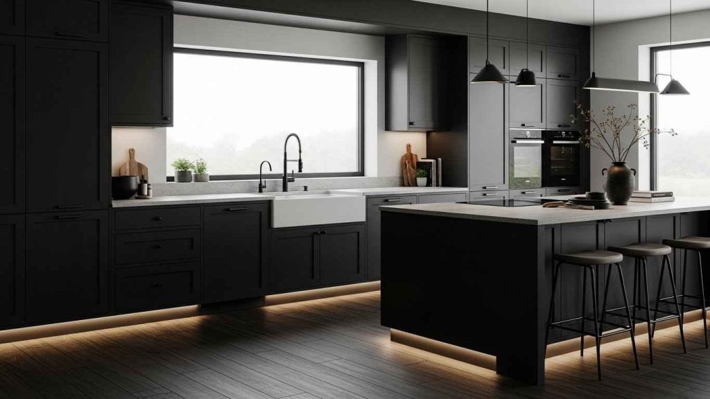 Sleek Matte Black Cabinetry