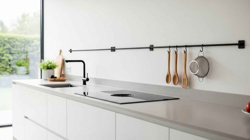 Sleek Metal Rail with Hooks