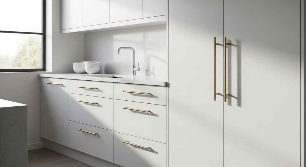 Sleek Metallic Cabinet Pulls