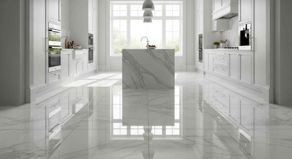 Sleek White Marble Floors