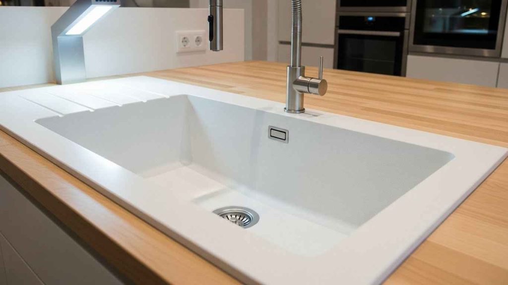 Sleek White Quartz Composite Sinks