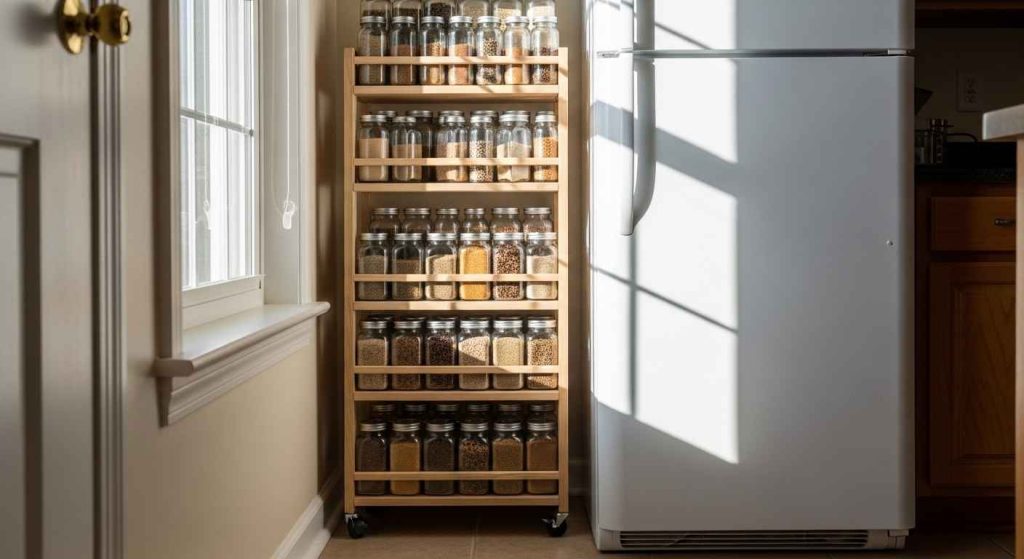 Slimline Spice Rack on Wheels