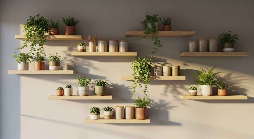 Staggered Shelves for Visual Interest