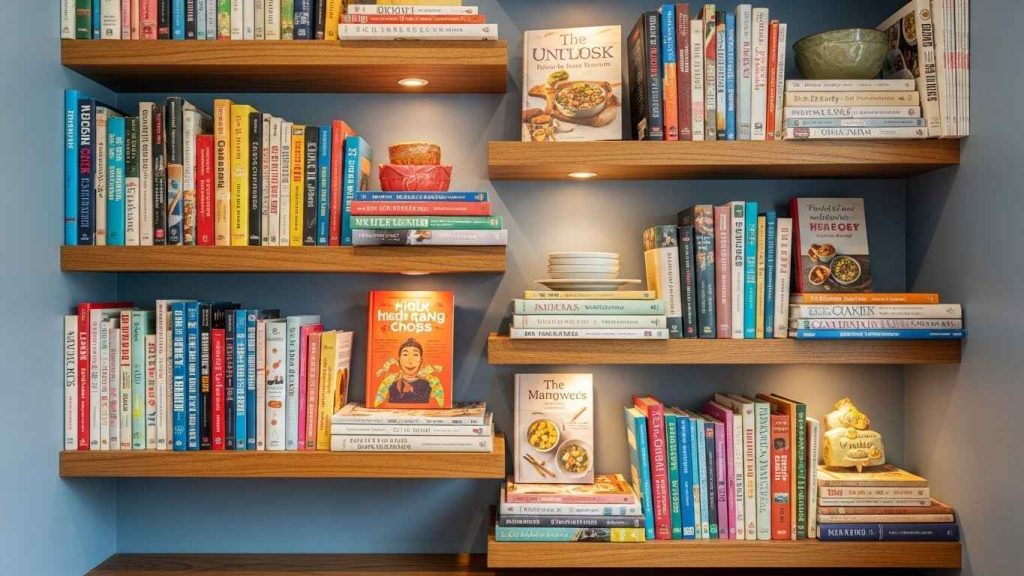 Staggered Shelving for Cookbooks