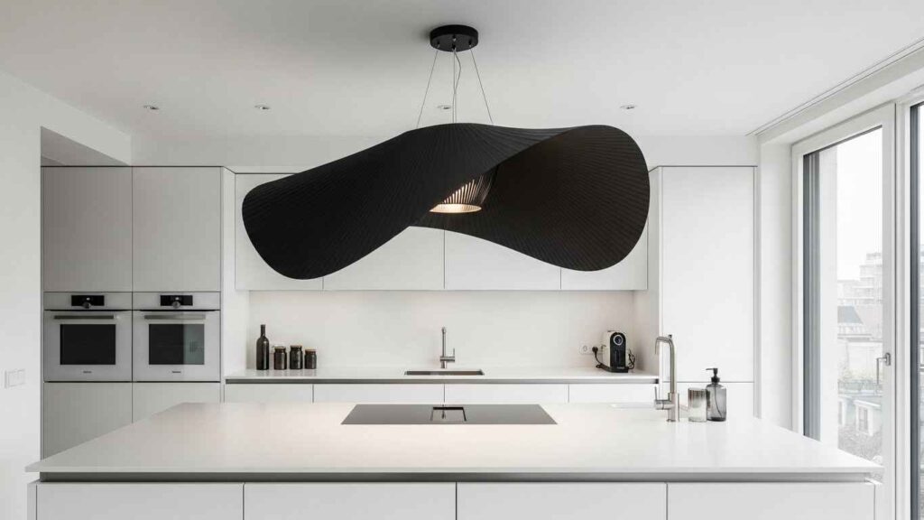 Statement Lighting Over a White Island