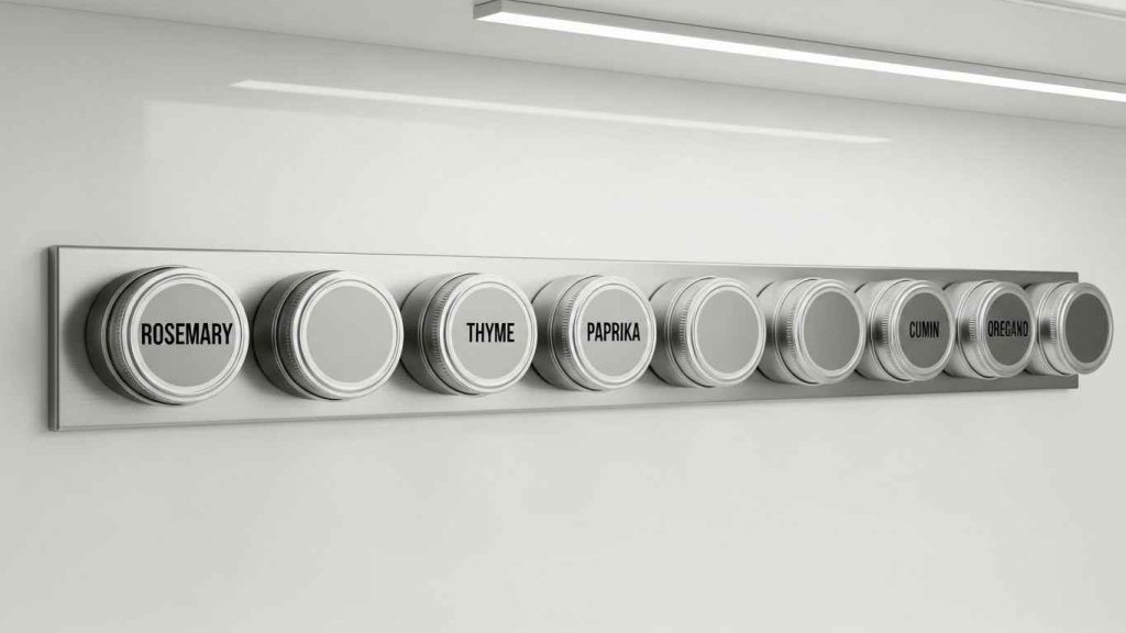 Stick a Magnetic Strip for Spice Jars