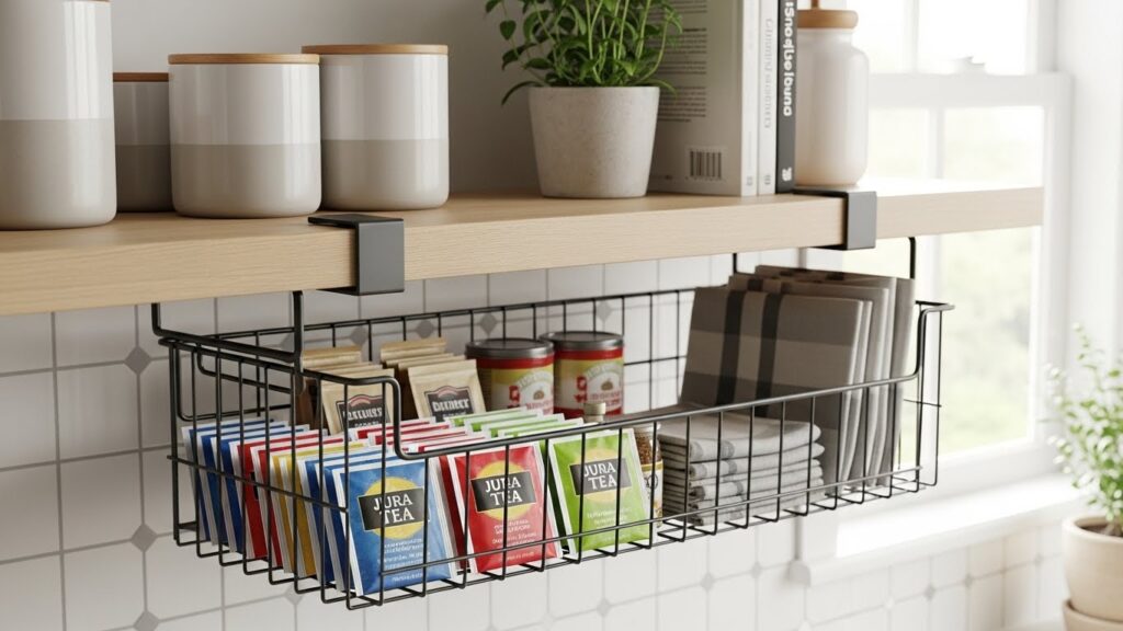 Stick a Under-Shelf Basket for Extra Storage