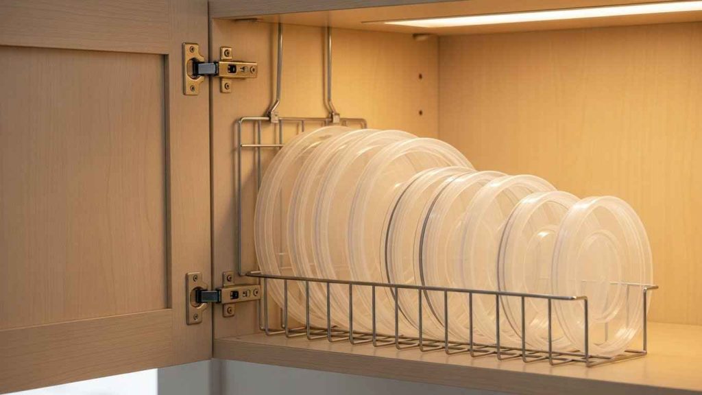 Store Lids in a Magazine Holder