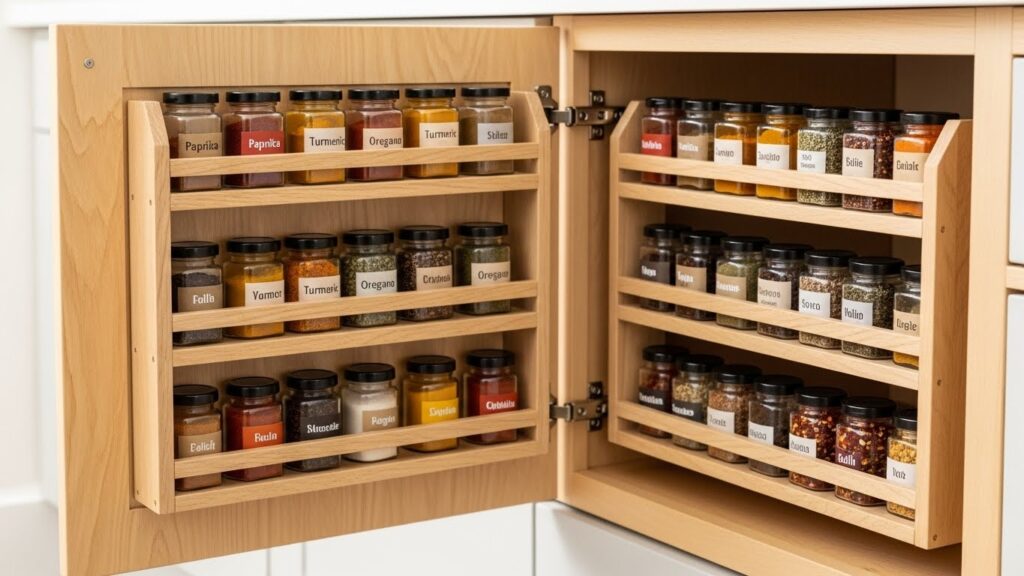 Store Spices on the Inside of Cabinet Doors