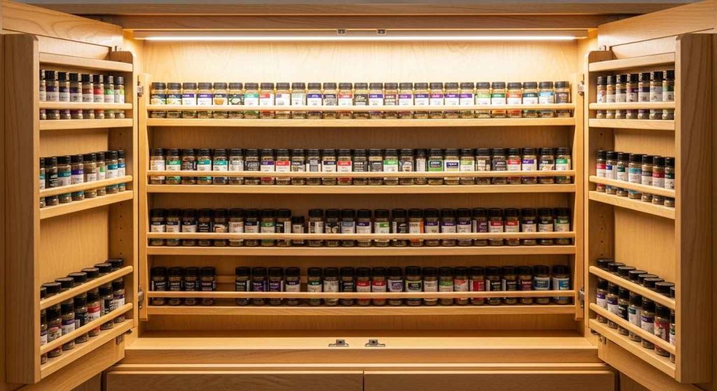 Store Spices on the Inside of Cabinets