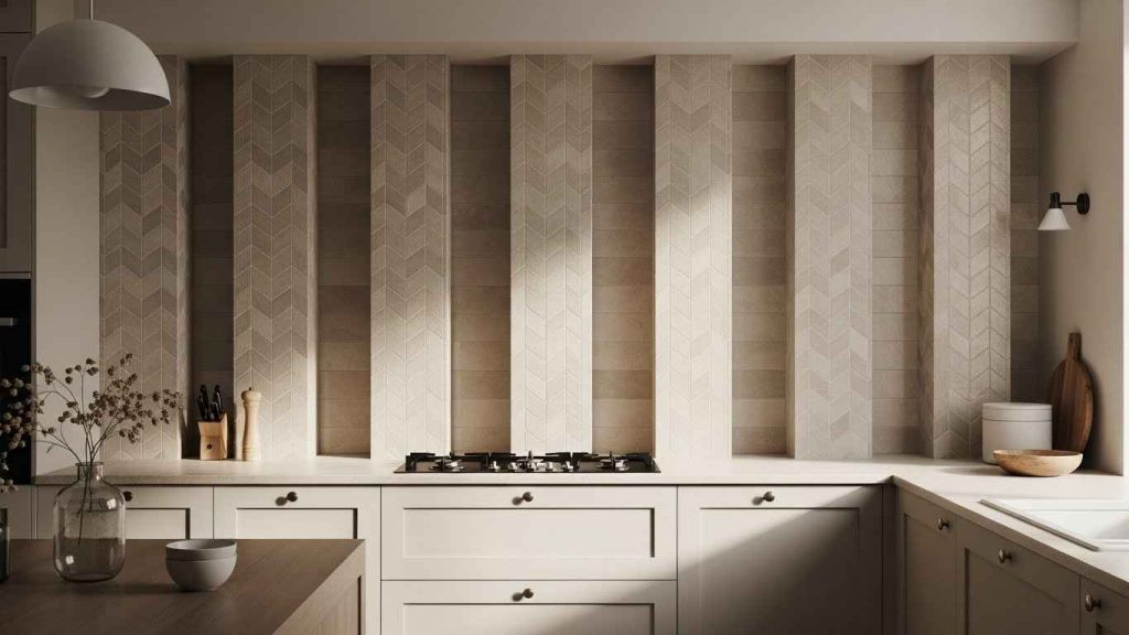 Subtle Beige Stacked Herringbone