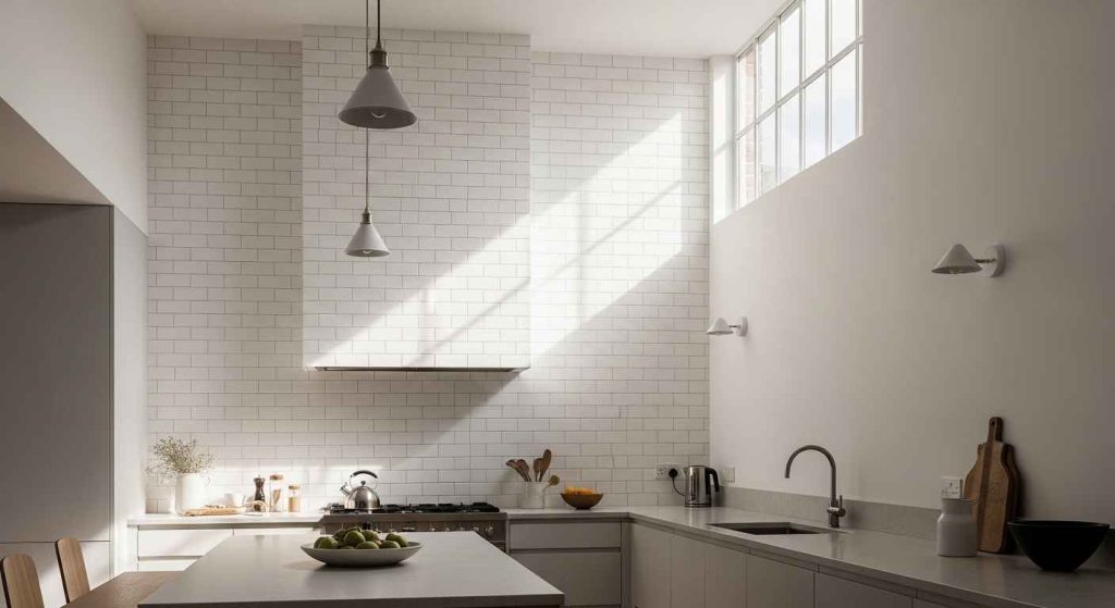 Subway Tile Backsplash to the Ceiling