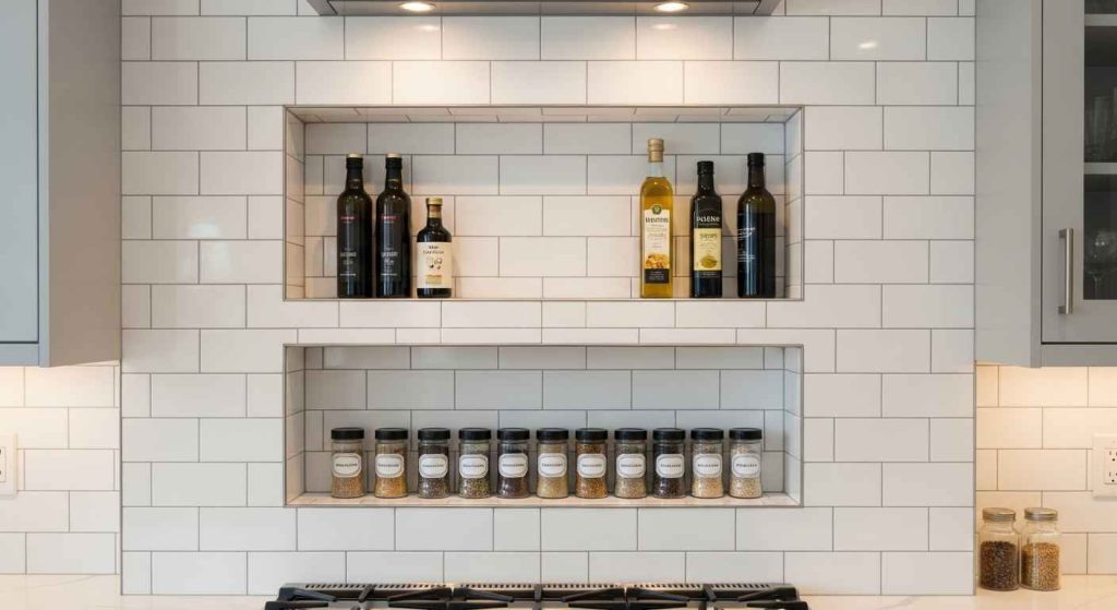 Subway Tile Backsplash with a Niche